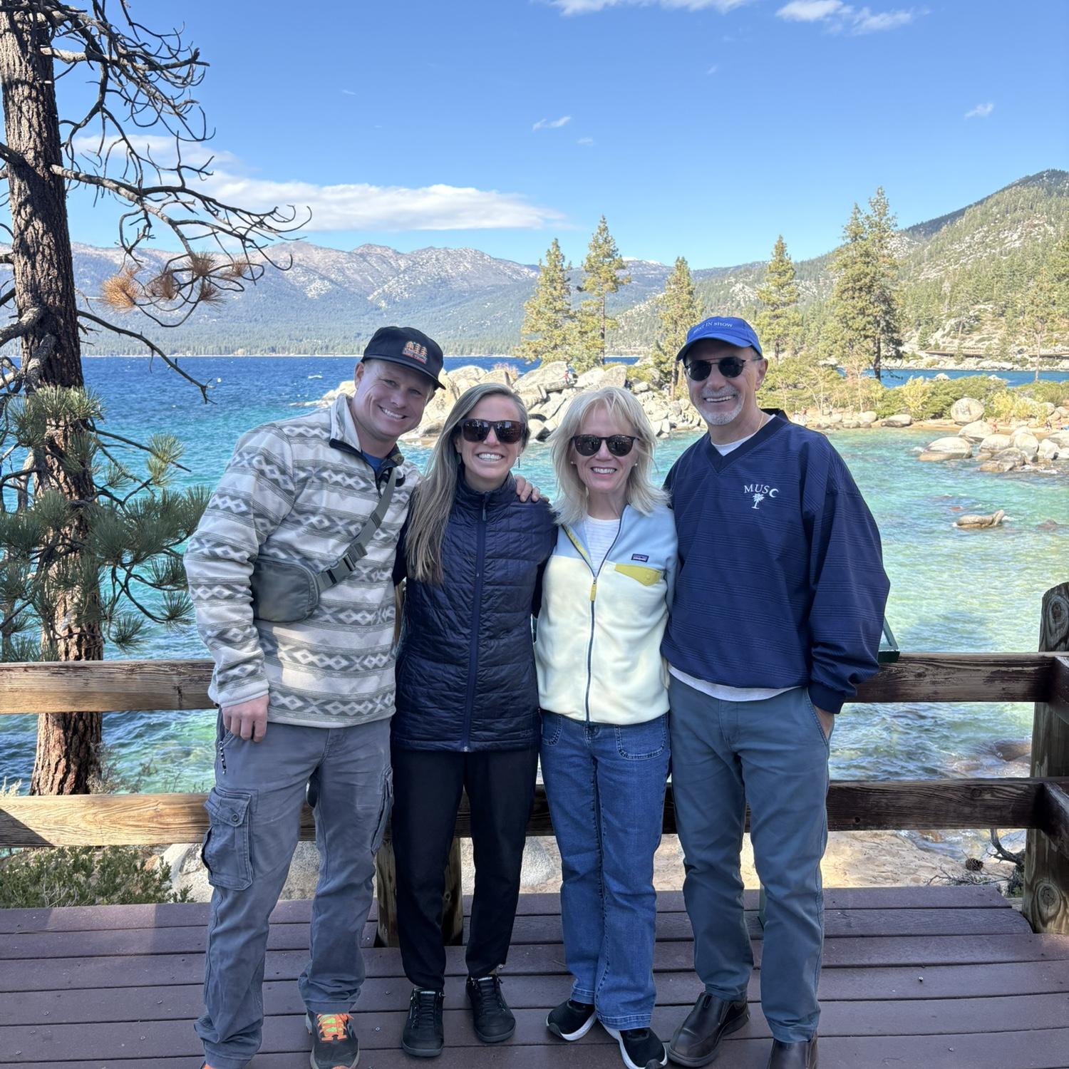 This is at the gorgeous state park in Tahoe called Sand Harbor. Mike and Caroline took her parents there in 2025 when they came to Tahoe to help with wedding planning