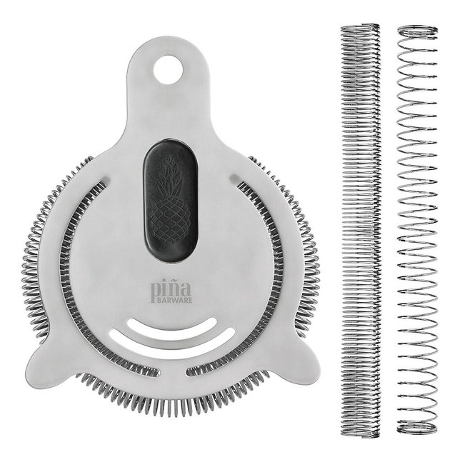 Piña Barware's The Hawthornette - Stainless Steel Commercial Hawthorne Style Cocktail Bar Strainer with Two Coils, Polished Finish 1 Pack