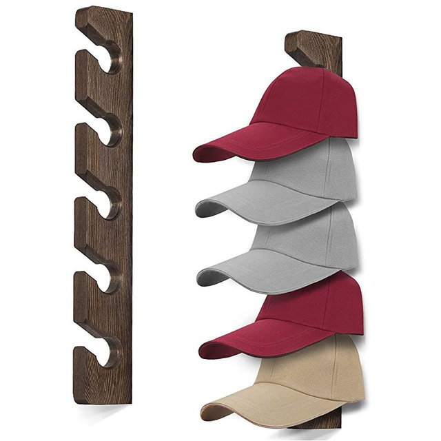 Keletop Hat Rack for Wall Baseball Cap Organizer Hanger (2 Pack) Modern Wooden Hat Holder Wall-Mounted Caps Display for Closet Door Bedroom Entryroom Laundry