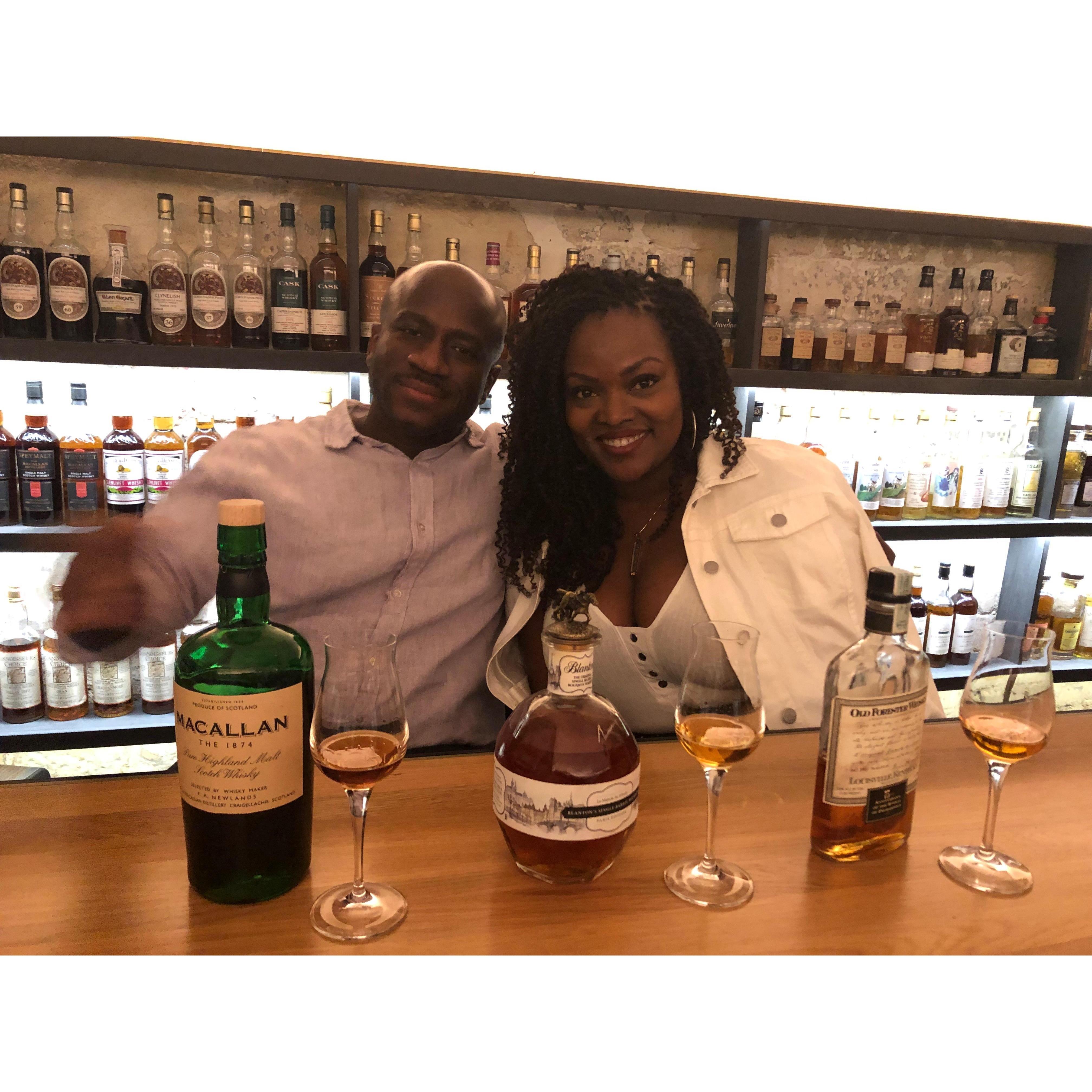 One night in Paris.  We found a whiskey bar, and Nate was in heaven