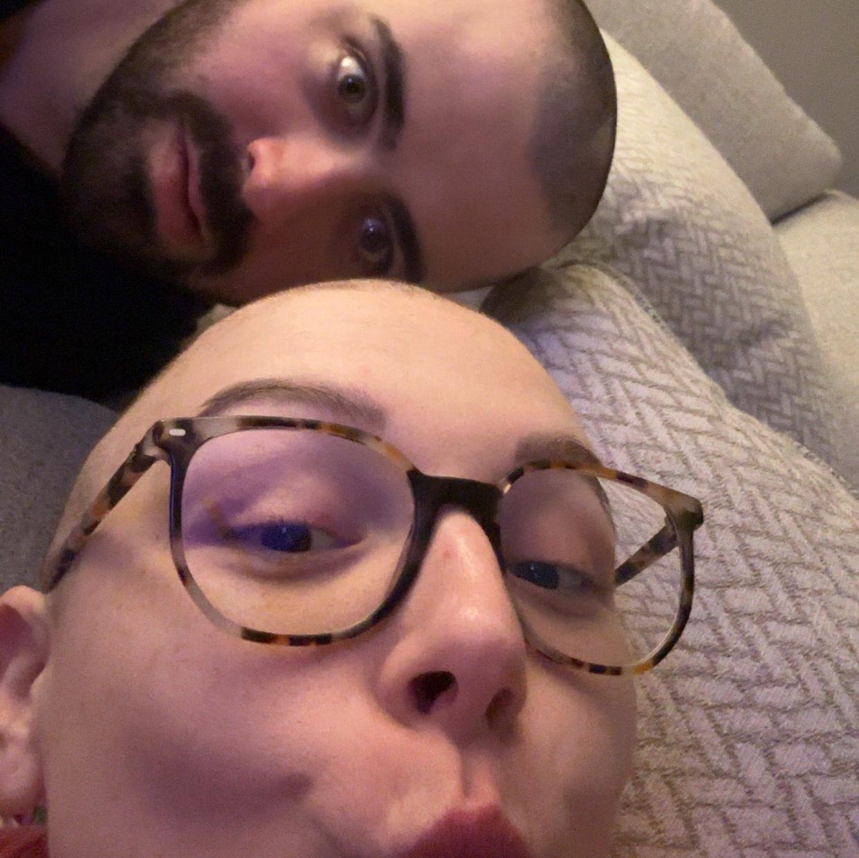 Taken immediately after Tom shaved Shelby's head and then his own.