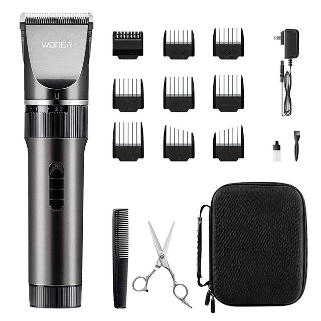 WONER Hair Clippers, Rechargeable Cordless Hair Trimmers for Men Women 16-Piece Home Hair Cutting Kits