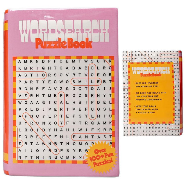 ban.do Decorative Book Shaped Vase, Word Search Ceramic Vase, Shelf Decor for Home or Office (Word Search)