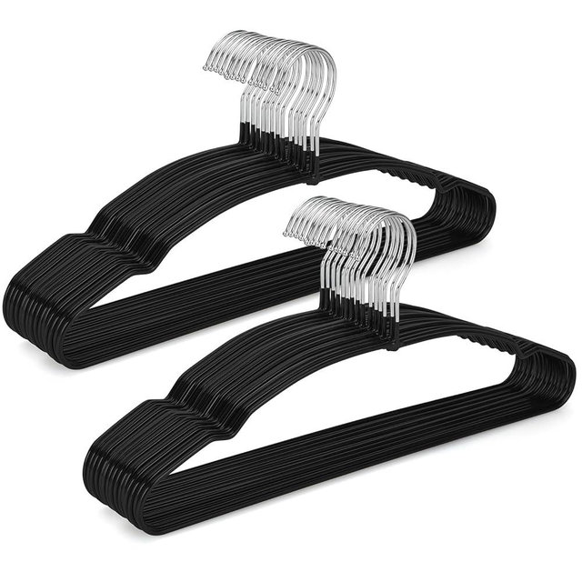 TOPIA HANGER Metal Hangers 30 Pack, Non Slip Clothes Hangers Space Saving, Heavy Duty Rubber Coated Wire Hanger for Coat, Shirt, Dress, Pants-Black, CT12H30