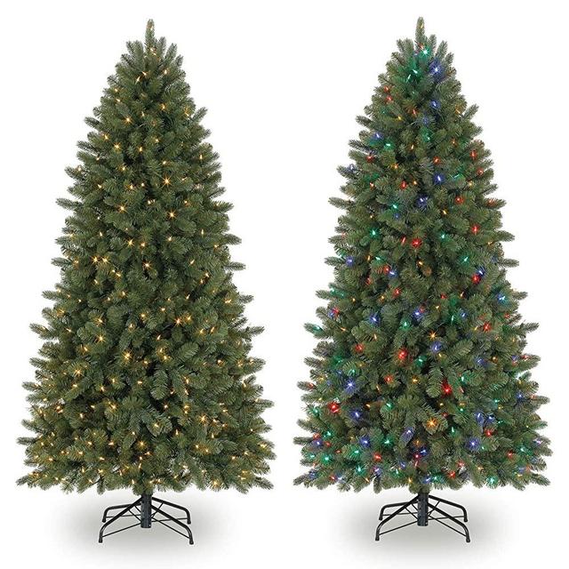 Evergreen Classics 6.5 Feet Pre-Lit Vermont Spruce Artificial Christmas Tree, Remote-Controlled Color-Changing LED lights