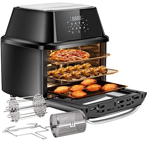 OMMO Air Fryer Oven, 17 Quarts 1800W Air Fryer Toaster Oven, 8 Presets & 40+ Recipes, Oilless Countertop Oven for Air Frying, Rotisserie, Dehydrating and Baking, Dishwasher Safe Accessories