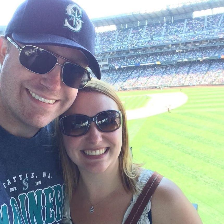 Our first baseball game together- and our very first photo together!