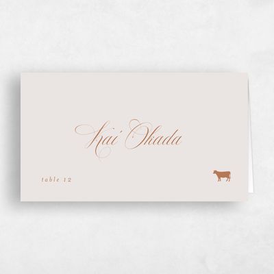 Light Greige, Beige Wedding Place Card - Thorn Beef