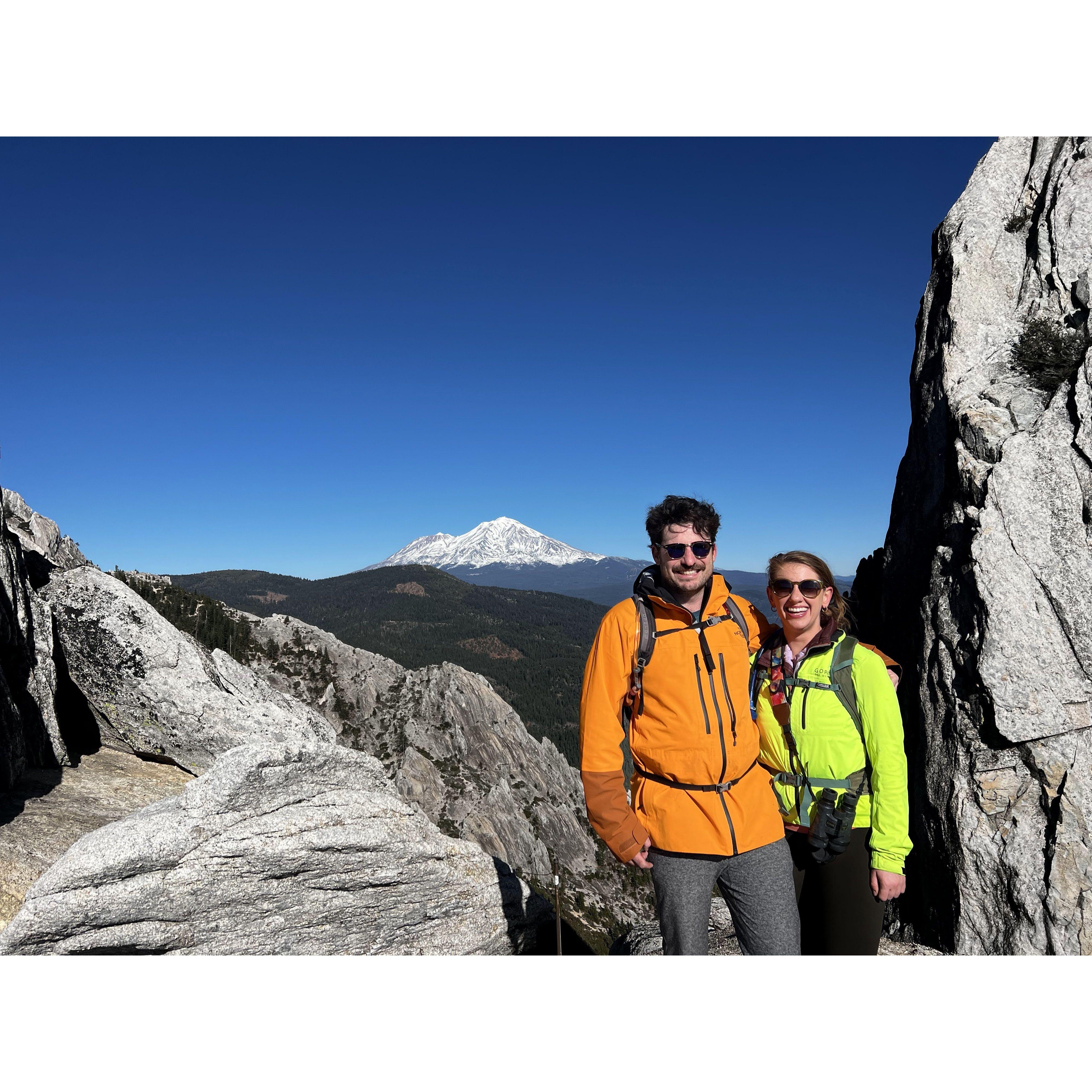 Atop Castle Crag Dome with Mt Shasta in the background. Dunsmuir, CA. Black Friday 2023.