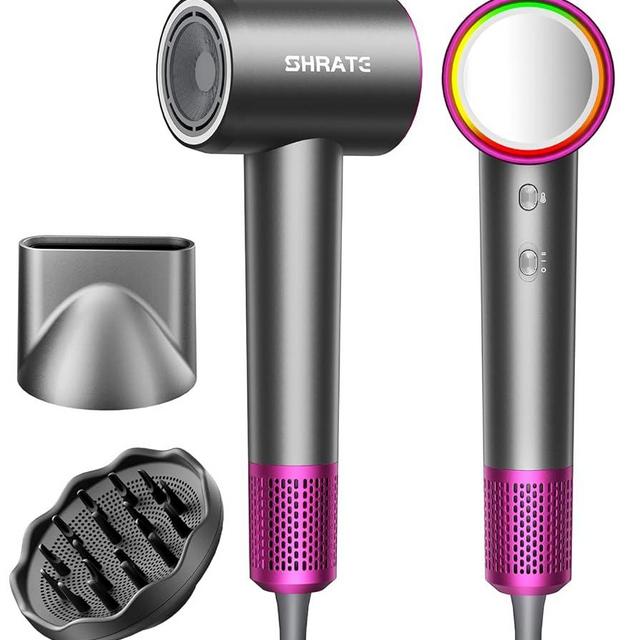 SHRATE Professional High Speed Ionic Hair Dryer | Ultra-Fast Drying | 500 Million Negative Ions | Low Noise | 160000 RPM | Compact Blow Dryer with Magnetic Diffuser for Faster Drying All Hair Types