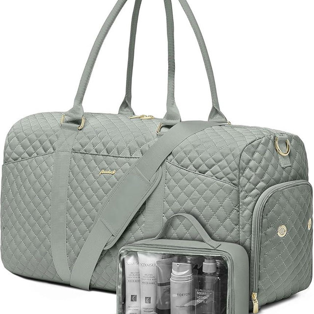 Women Weekender Travel Duffle Bag: Travel Duffel Overnight Bags with Shoe Compartment Large Carry on Tote with Toiletry Bag Weekend Traveling Yoga Gym Hospital Bag for Women with Wet Pocket Green