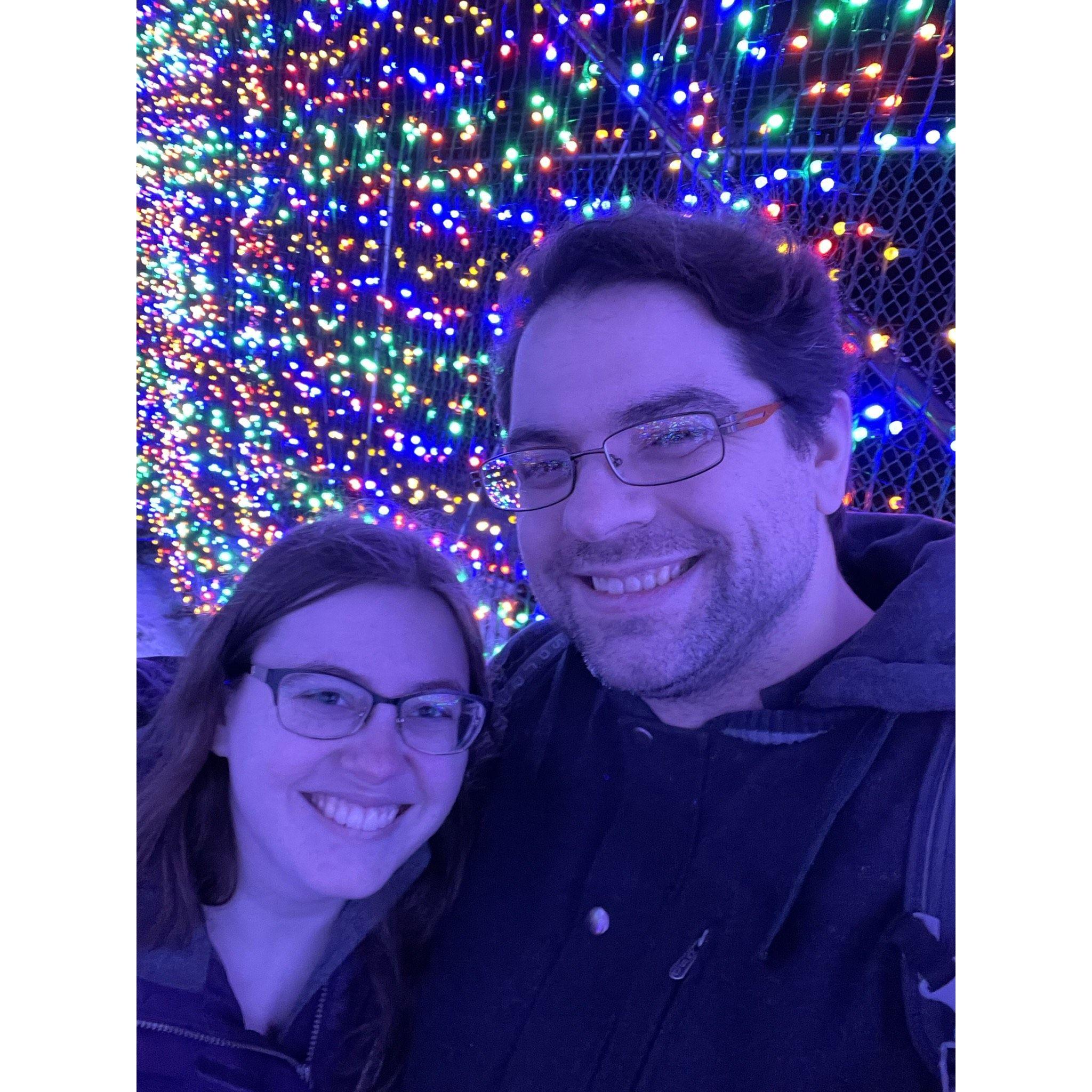 Zoo Lights at the Oregon Zoo on Christmas Eve, 2022. Beard is starting to grow back!