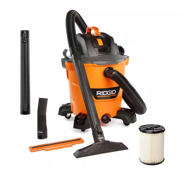 RIDGID 12 Gal. 5.0 Peak HP NXT Shop Vacuum Wet Dry Vac with General Debris Filter, Locking Hose and Attachments HD1200 HD1200
