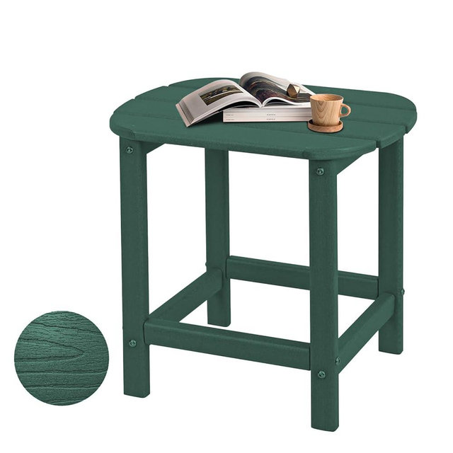Plawdlik Hdpe Outdoor Adirondack Side Table, Wooden Textured, Set for Patio, Garden, Porch, Pool Composite Patio, Backyard, Bathroom and Indoor, Maintenance & Weather Resistant （Green）