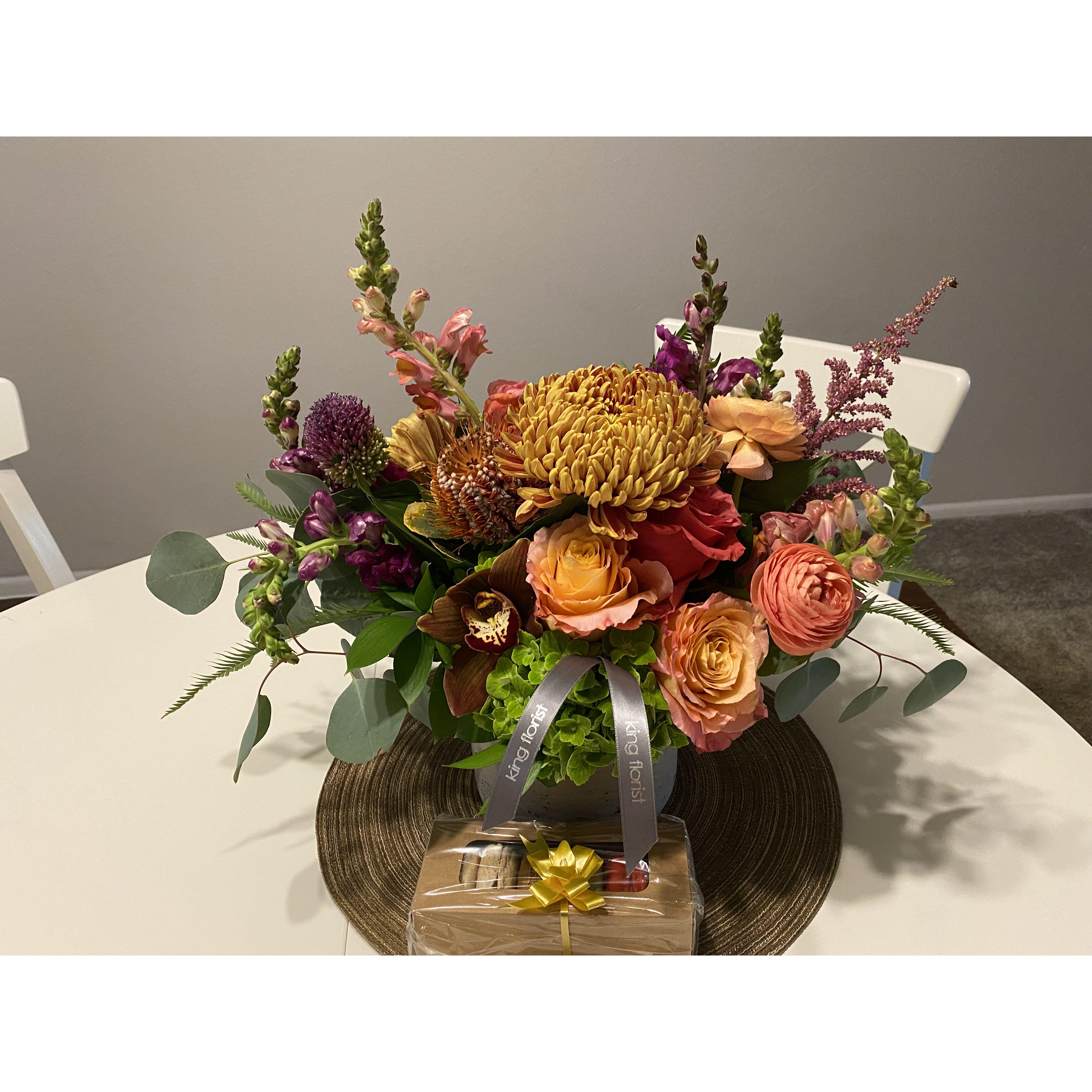 a beautiful bouquet and tasty treats from the J-Town Mommas