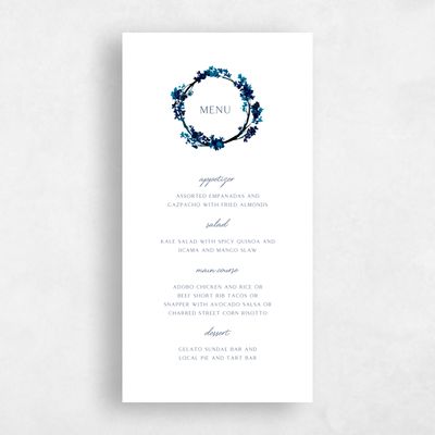 Royal Navy, Blue Wedding Menu - Allamia