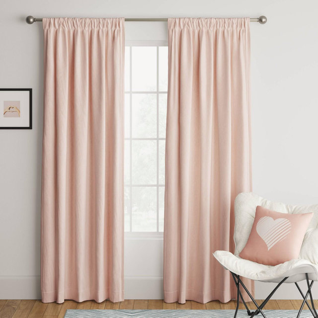 63"x42" Heathered Thermal Room Darkening Curtain Panel Pink - Room Essentials™
