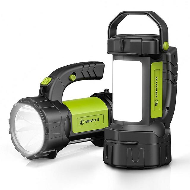 AlpsWolf Camping Lantern Rechargeable, 2 Pack Same LED Flashlight Spotlight Lantern with 800LM, 3600 Capacity Battery Powered, Portable Bright Camping Light for Emergency, Outdoor Hiking Power Outages