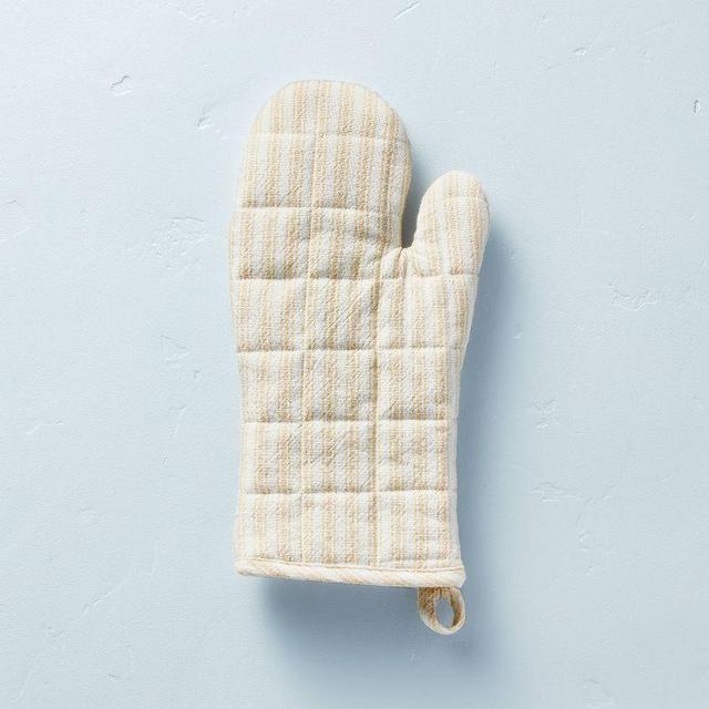 Engineered Stripe Oven Mitt Ivory/Cream - Hearth & Hand™ with Magnolia