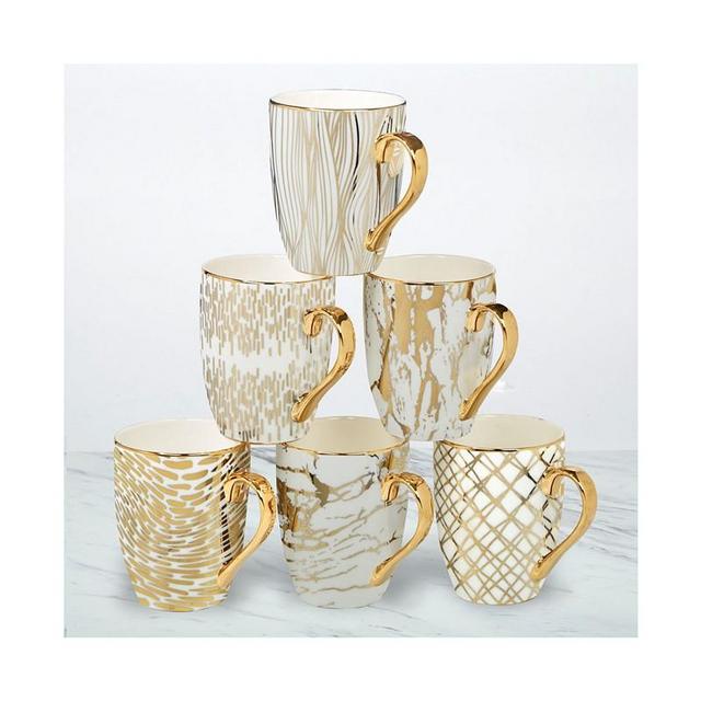 Certified International Matrix 6-Pc. Gold Plated Mugs