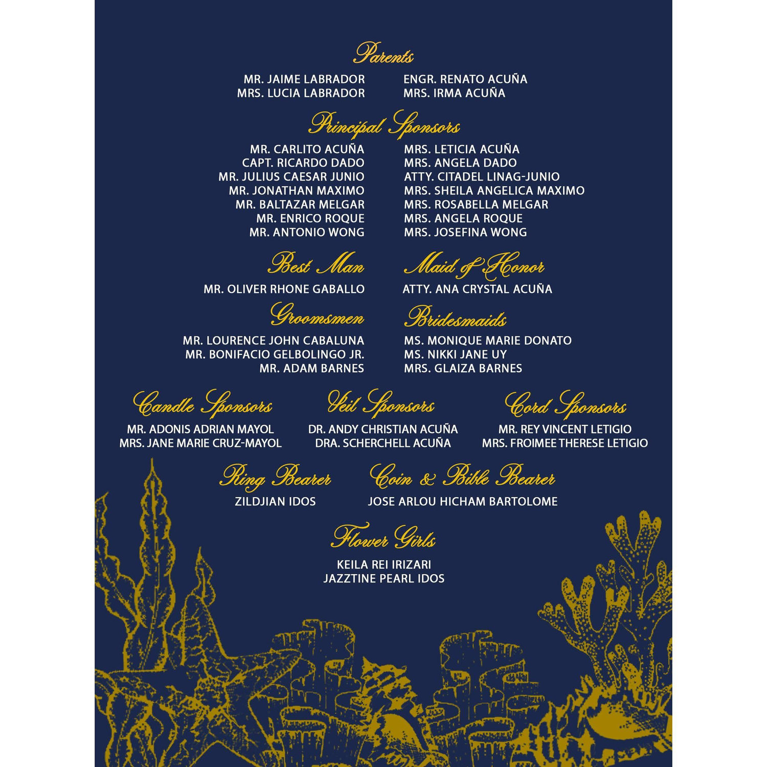 Wedding Invitation Page2 (Entourage List)