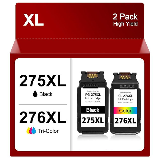 CKMY Compatible Ink Cartridge Replacement for Canon 275 276 PG-275XL PG-275 CL-276, Tri-color, Black, 2 Pack