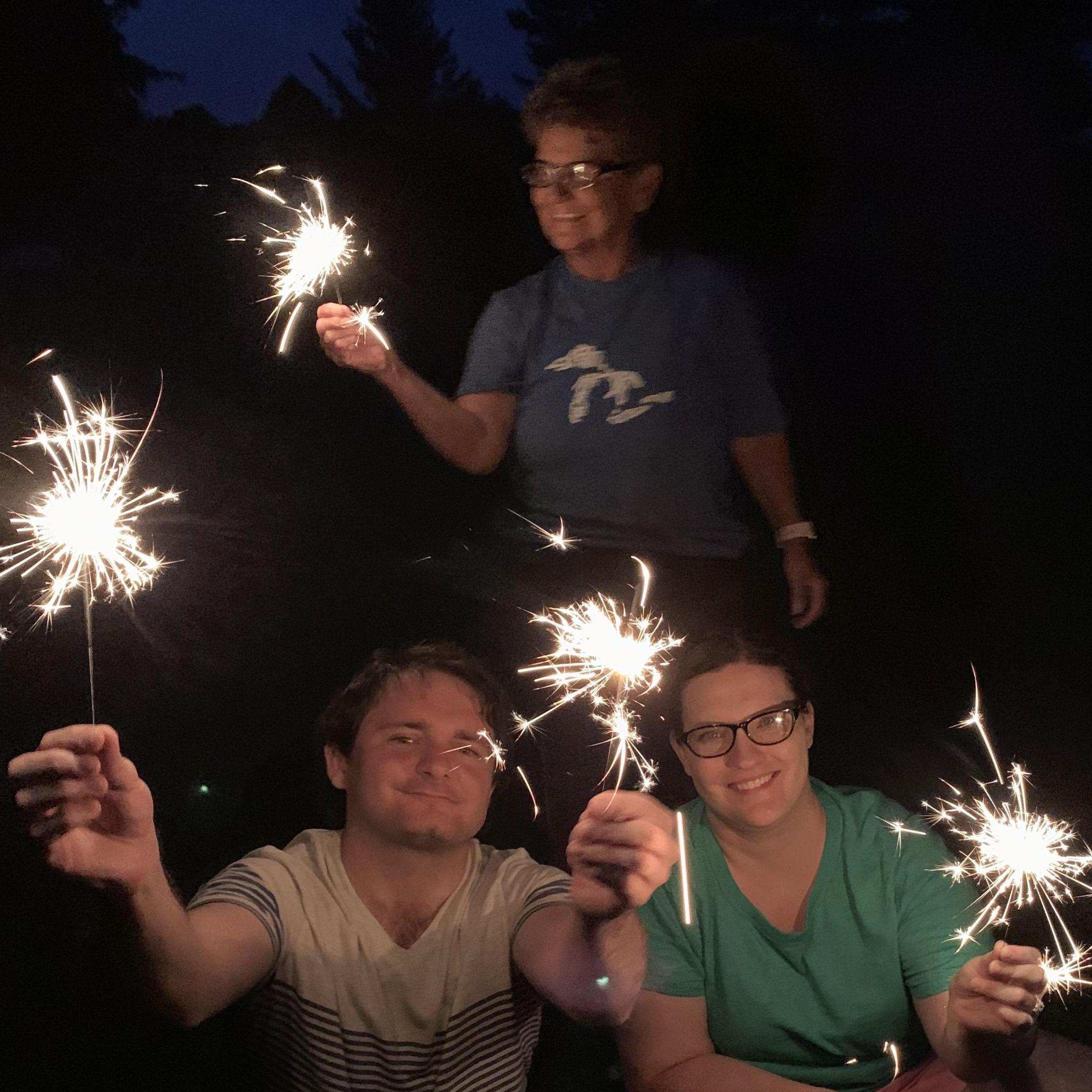 Celebrating the 4th of July with sparklers in Harbor Springs, Michigan July 2023