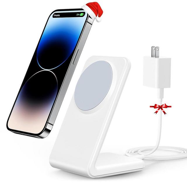 Meifigno Magnetic Wireless Charger Designed for iPhone 16 Pro Max/15/14/13/12 Series, Fast Charging with PD 20W USB-C Adapter & Cable, Compatible with MagSafe Charger Stand, White