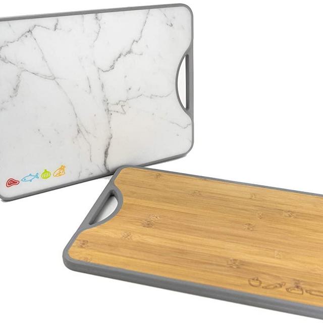 Double-sided Bamboo Poly Cutting Board | No Cross-Contamination | HAND WASH ONLY - Easy to Clean | BPA Free