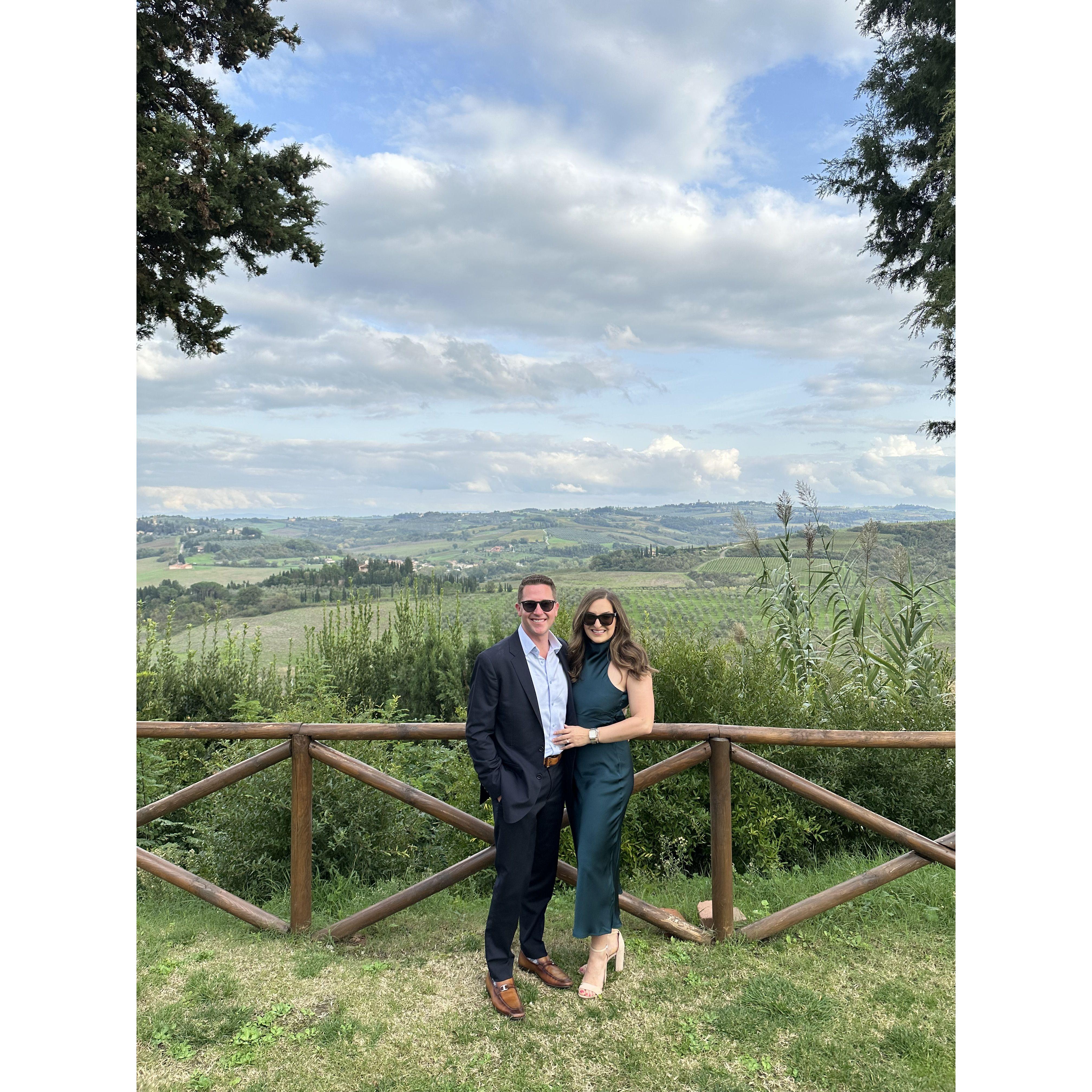 Enjoying the Tuscan countryside to our dear friends.