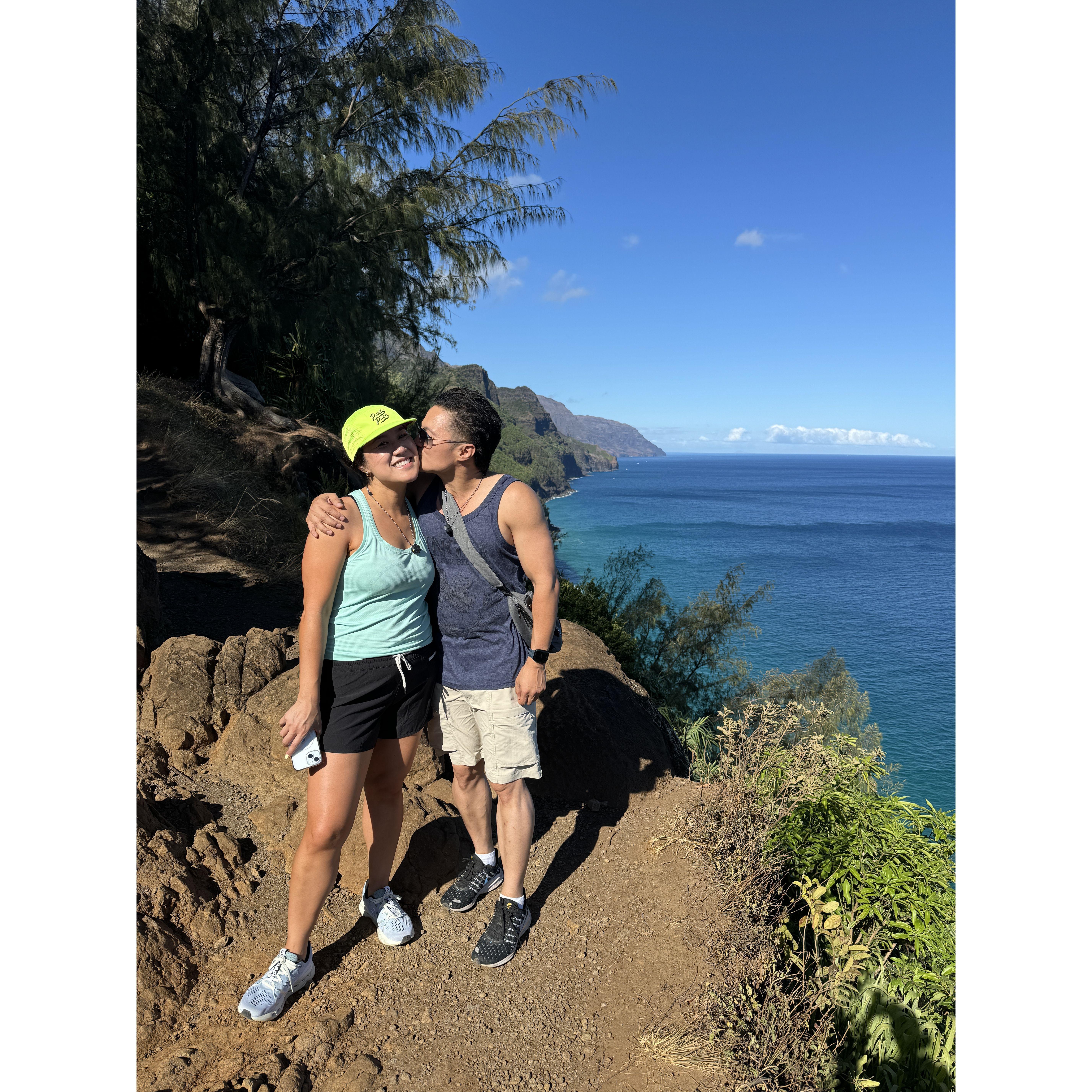 In Kauai before he proposed!