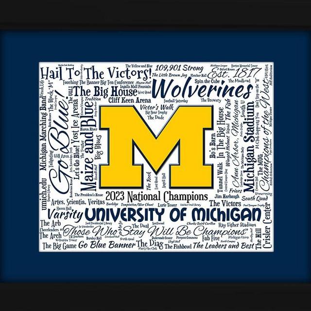 University of Michigan 16x20 Beautifully Framed Canvas Art Piece