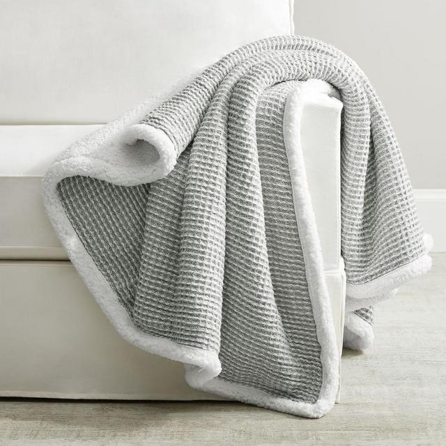 Waffle Sherpa Back Throw, 50 x 60", Gray