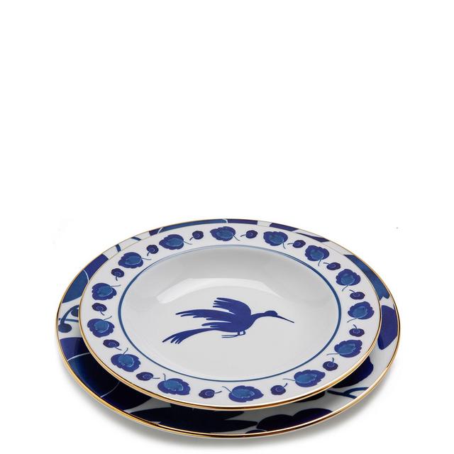 Soup & Dinner Plate SetWildbird Blu in Porcelain