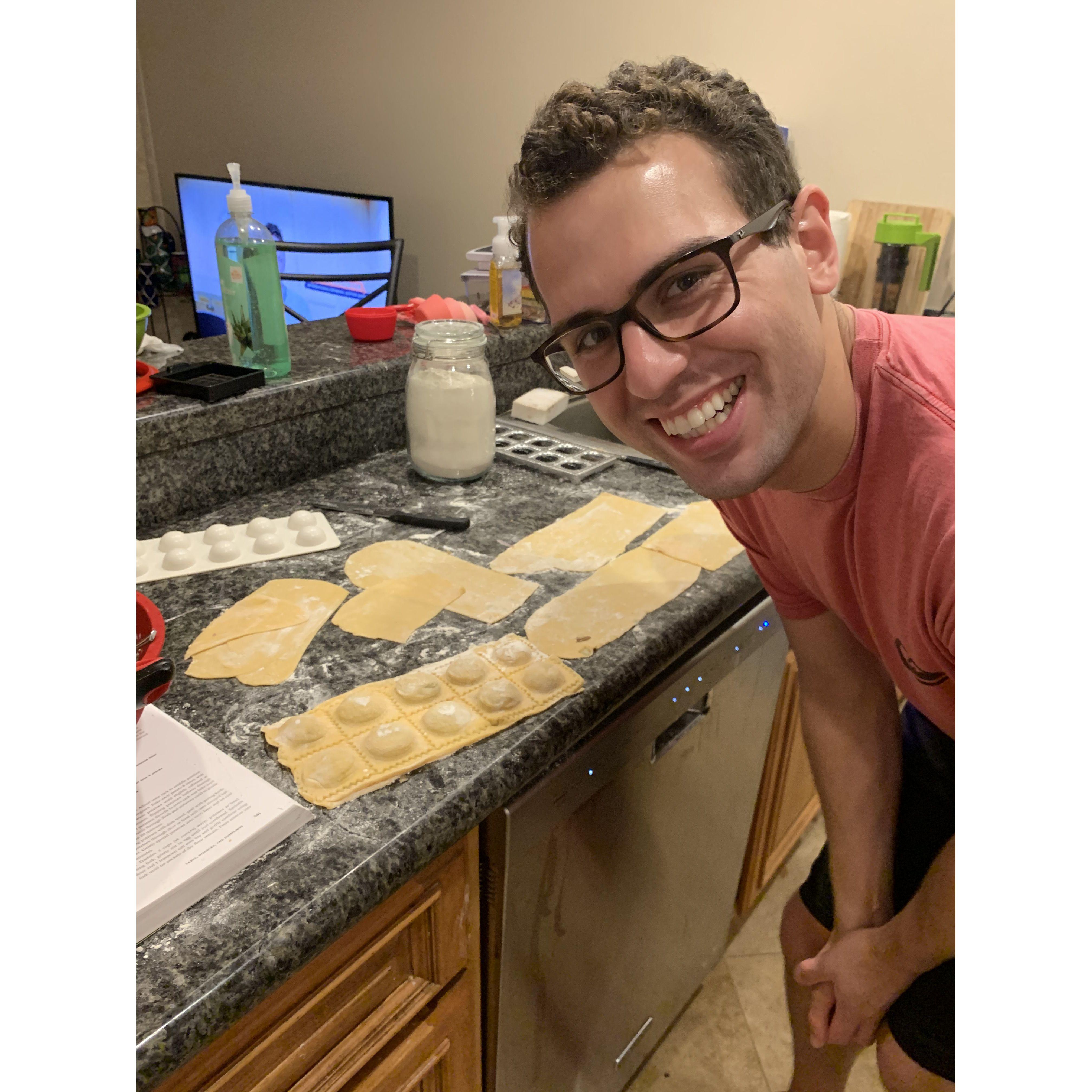 June 2020: During lockdown, Grace taught Stephen how to make homemade pasta!