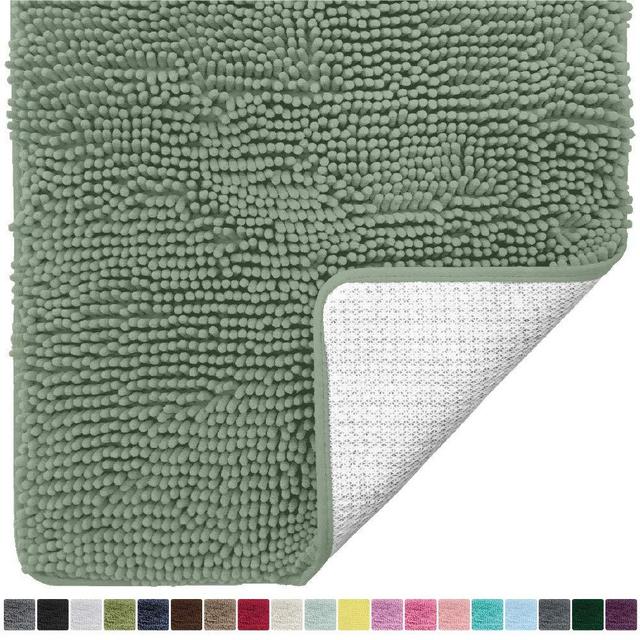 Gorilla Grip Original Luxury Chenille Bathroom Rug Mat, 24x17, Extra Soft and Absorbent Shaggy Rugs, Machine Wash Dry, Perfect Plush Carpet Mats for Tub, Shower, and Bath Room, Sage Green