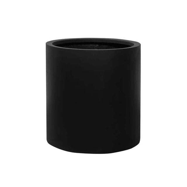 16.9 in. Tall, Black Max Medium Fiberstone Indoor Outdoor Modern Round Planter