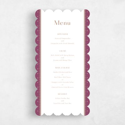 Purple Scalloped Wedding Menu - Pyaar
