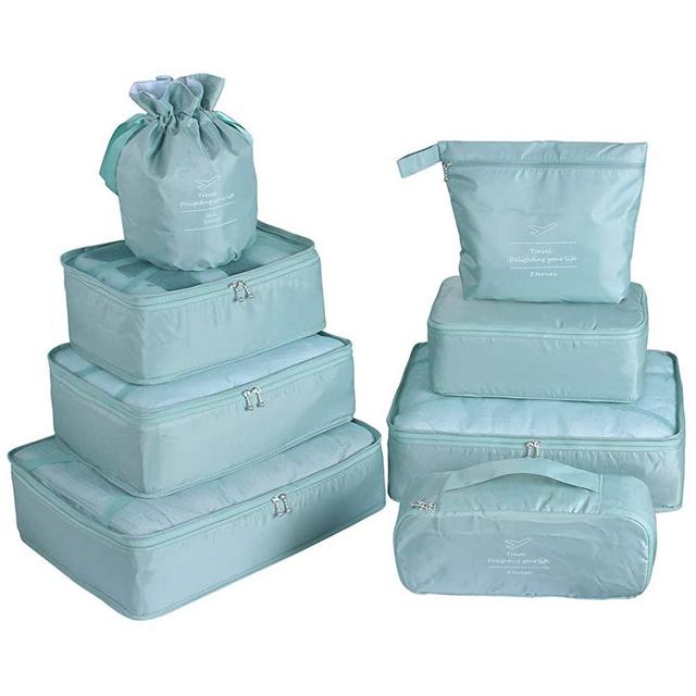 Travel Packing Cubes 8 Pcs Set, Luggage Packing Organizers with Shoe Bag and Toiletry Bag