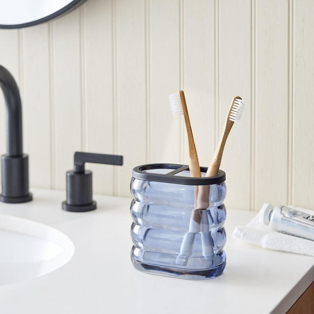 Sculptural Glass Toothbrush Holder, Graphite