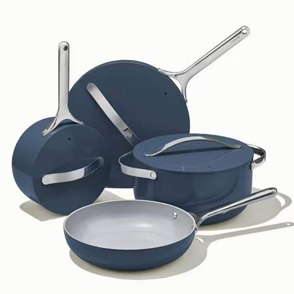 Caraway Home 12-Piece Cream Ceramic Non-Stick Cookware Set + Reviews | Crate & Barrel