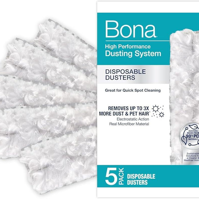 Bona Disposable Duster Refills - 5 Pack - High Performance Dusting System - Microfiber Dusters Remove Dust and Pet Hair for Quick Spot Cleaning