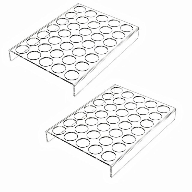 IEEK 2 Pack of 35 Slots Flat Countertop Coffee Pod Holder K Cup Organizer Tray Clear Acrylic Coffee Pod Organizer for Office and Kitchen Counter or Drawer Compatible With KCup Pods