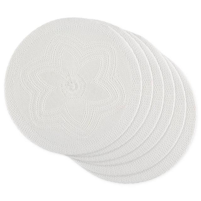 6pk Plastic Woven Floral Placemats White - Design Imports