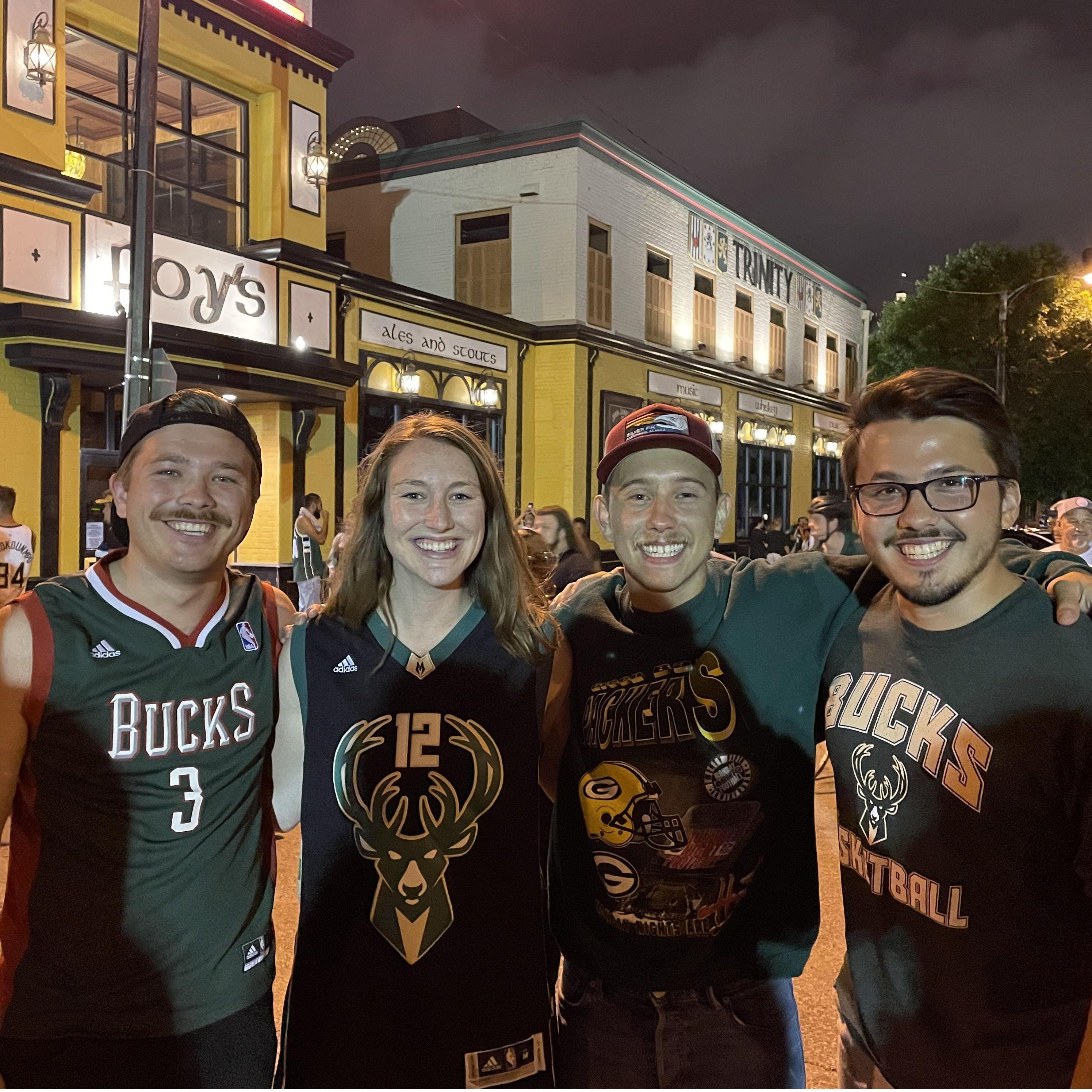 just guys being dudes at the Buck's Finals victory game!