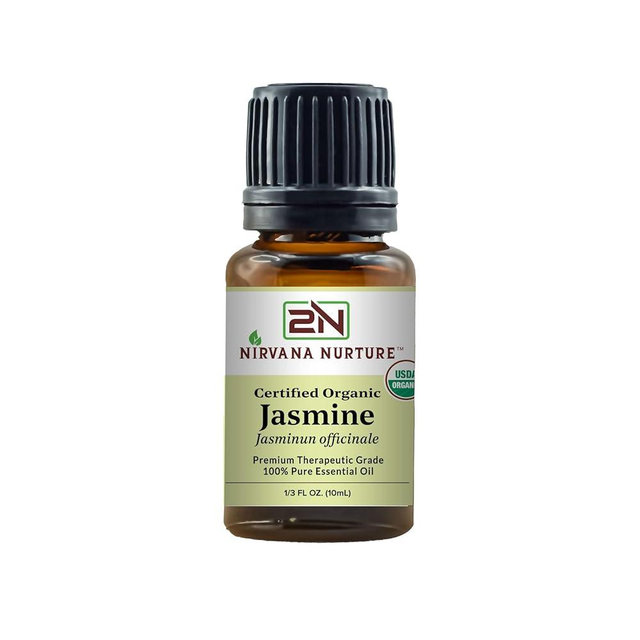 Nirvana Nurture Jasmine Essential Oil USDA Certified Organic 100% Pure Premium Therapeutic Grade, Undiluted - Aromatherapy Diffuser for Calm and Relaxation, Skin Care, Hair Care