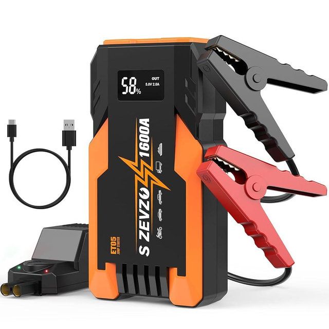 S ZEVZO Jump Starter 1000A Peak Portable Jump Starter for Car (Up to 7.0L Gas 5.5L Diesel Engine) 12V Auto Battery Booster Pack with Jumper Clamps