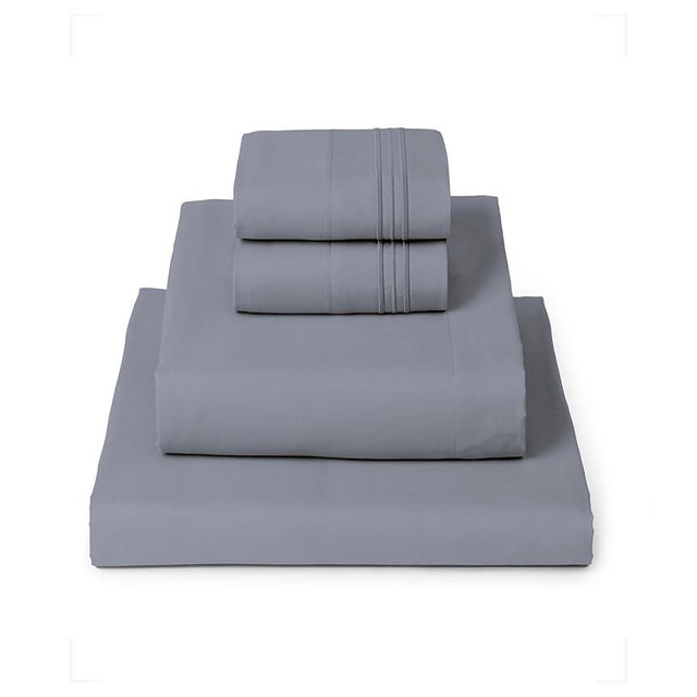 Mellanni Queen Sheets Set - 4 PC Iconic Collection Bedding - Hotel Luxury, Extra Soft, Cooling Bed Sheets - Wrinkle, Fade, Stain Resistant (Queen, Mineral Gray)