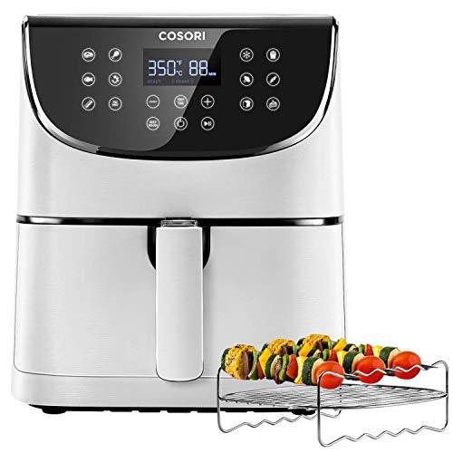 COSORI Air Fryer(100 Recipes,Rack & 5 Skewers),5.8QT Electric Hot Air Fryers Oven Oilless Cooker,11 Presets,Preheat& Shake Reminder,LED Touch Digital Screen,Nonstick Basket,1700W,White