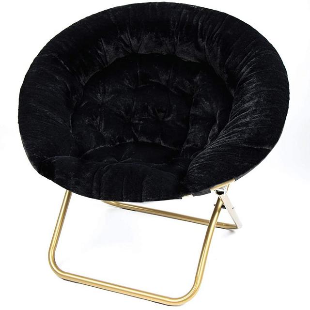 Milliard Cozy Chair/Faux Fur Saucer Chair for Bedroom/X-Large (Black)